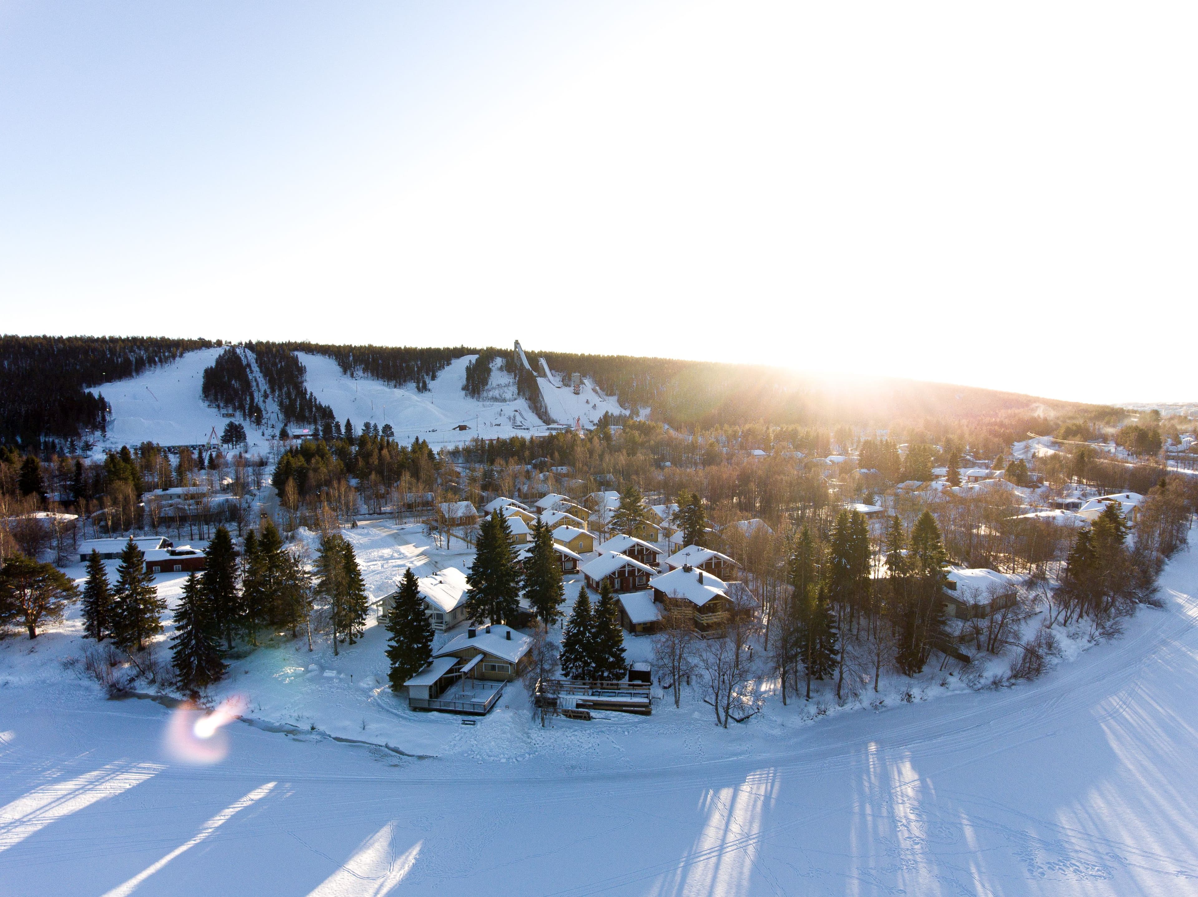 Lapland Hotels Ounasvaara Chalets aerial winter
