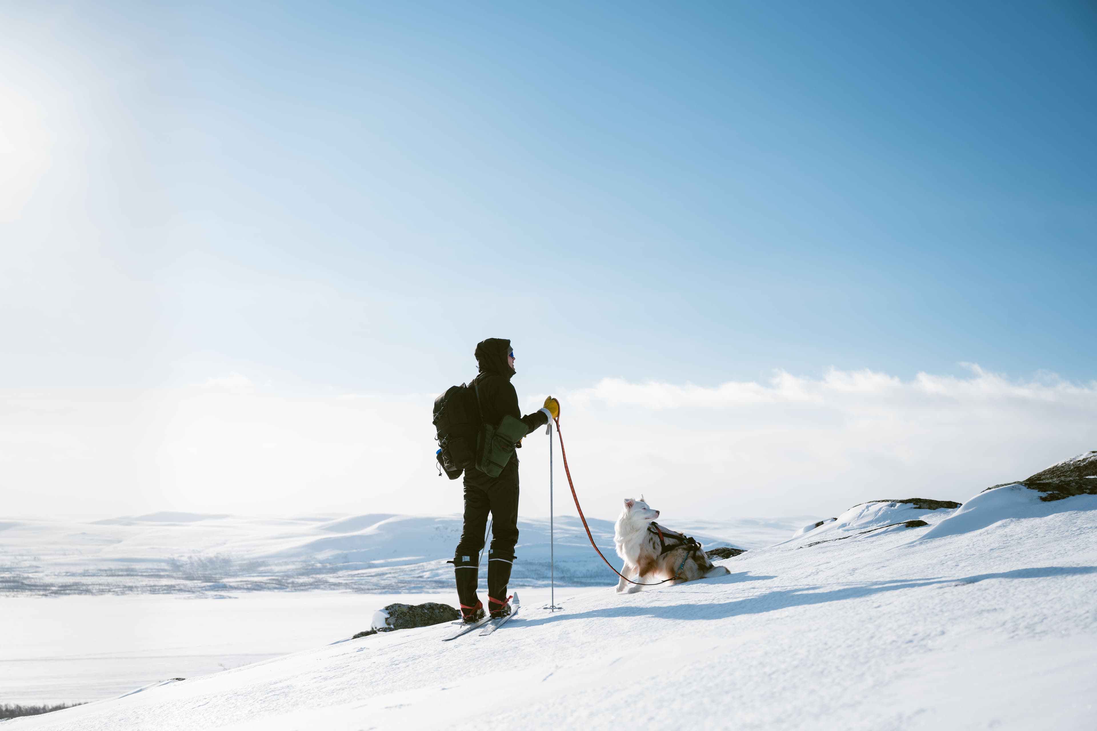 Skiing in Kilpisjärvi in the mountain landscape